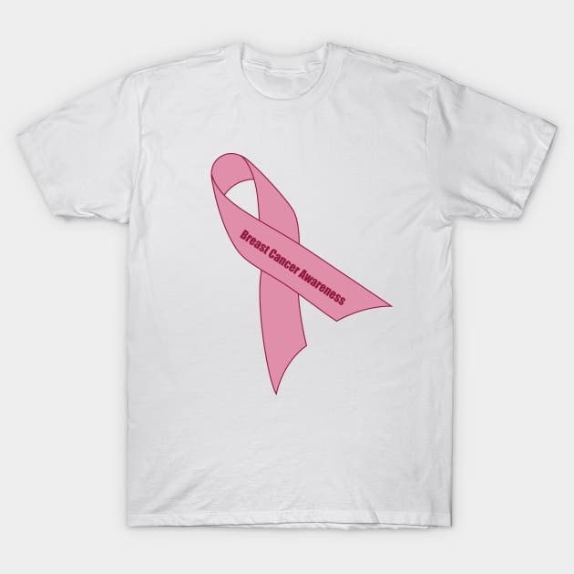 Pink Breast Cancer Awareness Ribbon T-Shirt by VirgoArtStudio